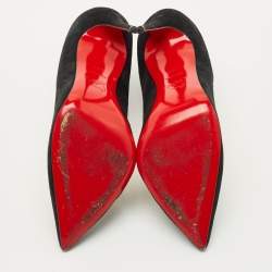 Pre Owned Christian Louboutin Black Suede Mea Culpa Pumps Pointed Toe Size 38.5