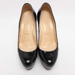 Pre Owned Christian Louboutin Black Patent Leather Bianca Platform Pumps Size 36