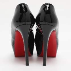 Pre Owned Christian Louboutin Black Patent Leather Bianca Platform Pumps Size 36