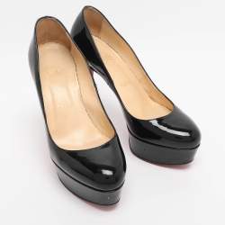 Pre Owned Christian Louboutin Black Patent Leather Bianca Platform Pumps Size 36