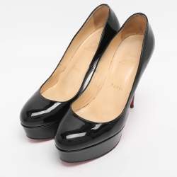Pre Owned Christian Louboutin Black Patent Leather Bianca Platform Pumps Size 36