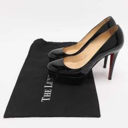 Pre Owned Christian Louboutin Black Patent Leather Bianca Platform Pumps Size 36