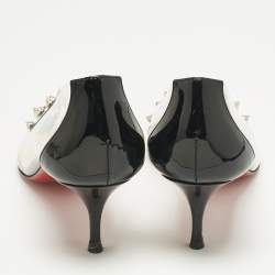 Pre Owned Christian Louboutin Black Patent Leather and PVC Collaclou Spiked Pumps Size 36.5