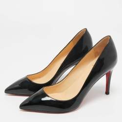 Pre Owned Christian Louboutin Black Patent Leather Pigalle Pumps Size 36.5
