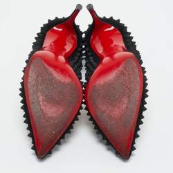 Pre Owned Christian Louboutin Black Suede Pigalle Spikes Pumps Size 39.5