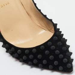 Pre Owned Christian Louboutin Black Suede Pigalle Spikes Pumps Size 39.5