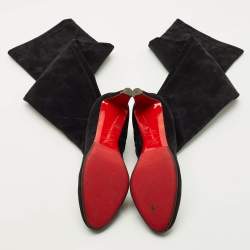 Pre Owned Christian Louboutin Black Suede Riding Over The Knee Length Boots Size 40.5