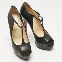 Pre Owned Christian Louboutin Black Leather jilopa Mary Jane Pumps Size 40