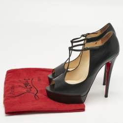Pre Owned Christian Louboutin Black Leather jilopa Mary Jane Pumps Size 40