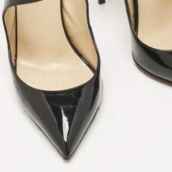 Pre Owned Christian Louboutin Black Patent Leather Marlenarock Ankle Strap Sandals Size 39.5