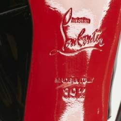 Pre Owned Christian Louboutin Black Patent Leather Marlenarock Ankle Strap Sandals Size 39.5