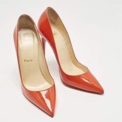 Pre Owned Christian Louboutin Orange Patent Leather So Kate Pumps Size 38