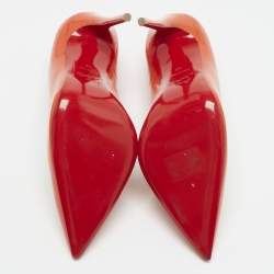 Pre Owned Christian Louboutin Orange Patent Leather So Kate Pumps Size 38