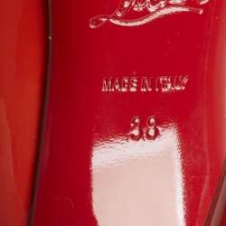 Pre Owned Christian Louboutin Orange Patent Leather So Kate Pumps Size 38