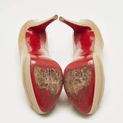 Pre Owned Christian Louboutin Beige Patent Leather Very Prive Peep Toe Pumps Size 39