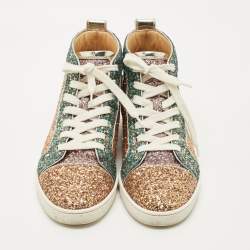 Pre Owned Christian Louboutin Multicolor Glitter Bip-Bip High Top Sneakers Size 40