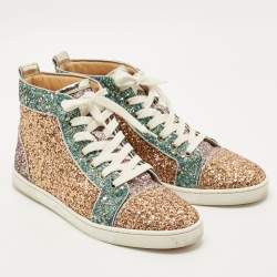 Pre Owned Christian Louboutin Multicolor Glitter Bip-Bip High Top Sneakers Size 40