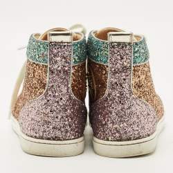 Pre Owned Christian Louboutin Multicolor Glitter Bip-Bip High Top Sneakers Size 40