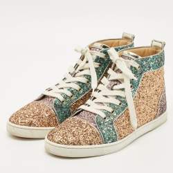 Pre Owned Christian Louboutin Multicolor Glitter Bip-Bip High Top Sneakers Size 40