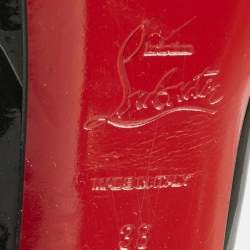 Pre Owned Christian Louboutin Black Patent Leather Lady Peep Toe Pumps Size 38