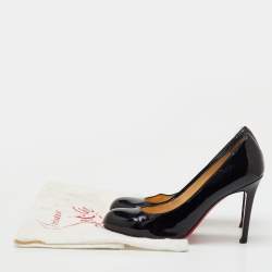 Pre Owned Christian Louboutin Black Patent Leather Simple Pumps Size 37.5