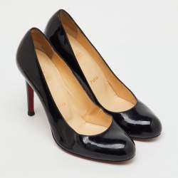 Pre Owned Christian Louboutin Black Patent Leather Simple Pumps Size 37.5