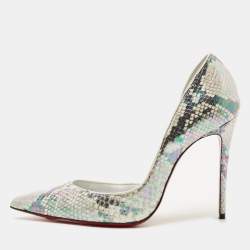 Pre Owned Christian Louboutin Multicolor Python Embossed Leather Iriza D'orsay Pumps Size 37.5