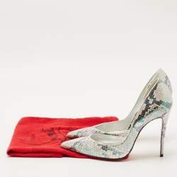 Pre Owned Christian Louboutin Multicolor Python Embossed Leather Iriza D'orsay Pumps Size 37.5