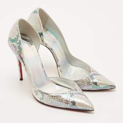 Pre Owned Christian Louboutin Multicolor Python Embossed Leather Iriza D'orsay Pumps Size 37.5