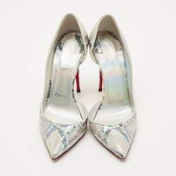 Pre Owned Christian Louboutin Multicolor Python Embossed Leather Iriza D'orsay Pumps Size 37.5