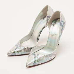 Pre Owned Christian Louboutin Multicolor Python Embossed Leather Iriza D'orsay Pumps Size 37.5