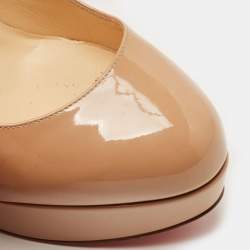 Pre Owned Christian Louboutin Beige Patent Leather Bianca Platform Pumps Size 39.5