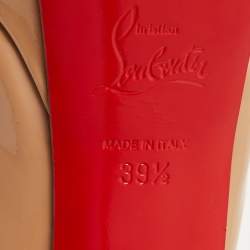 Pre Owned Christian Louboutin Beige Patent Leather Bianca Platform Pumps Size 39.5