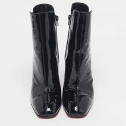 Pre Owned حذاء بوت كريستيان لوبوتان جلد لامع أسود تياغادابوت بطول الكاحل مقاس 41