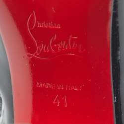 Pre Owned حذاء بوت كريستيان لوبوتان جلد لامع أسود تياغادابوت بطول الكاحل مقاس 41