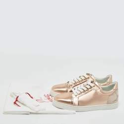Pre Owned Christian Louboutin Pink Leather and Suede Fun Vieira Low Top Sneakers Size 40