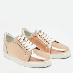 Pre Owned Christian Louboutin Pink Leather and Suede Fun Vieira Low Top Sneakers Size 40