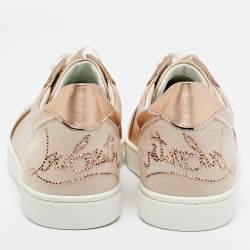 Pre Owned Christian Louboutin Pink Leather and Suede Fun Vieira Low Top Sneakers Size 40