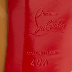 Pre Owned Christian Louboutin Beige Patent Leather Palais Royal Platform Pumps Size 40.5