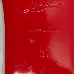 Pre Owned Christian Louboutin Silver/Transparent Leather and PVC Crystal Embellished Degrassita Ballet Flats Size 37