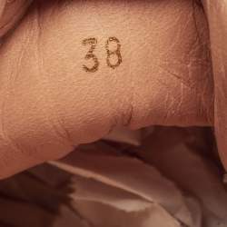 Pre Owned Christian Louboutin Cream/Beige Canvas and Croc Embossed Leather Vieirissima Low Top Sneakers Size 38