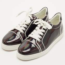Pre Owned Christian Louboutin Black Patent Leather Fun Vieira Low Top Sneakers Size 40