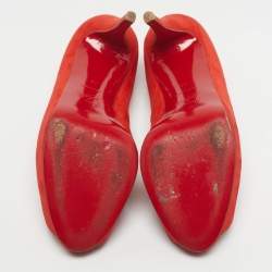 Pre Owned Christian Louboutin Red Suede Very Prive Peep Toe Pumps Size 41
