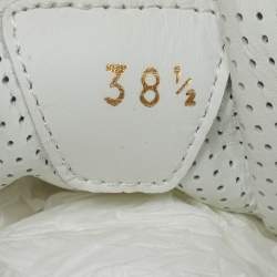 Pre Owned Christian Louboutin Silver Leather My K low Lace Up Sneakers Size 38.5