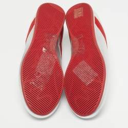 Pre Owned Christian Louboutin Silver Leather My K low Lace Up Sneakers Size 38.5