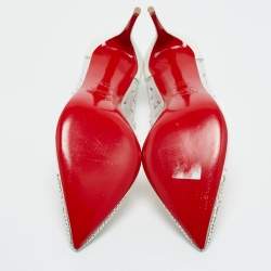 Pre Owned Christian Louboutin Transparent Leather and PVC Follies Strass Pumps Size 39.5