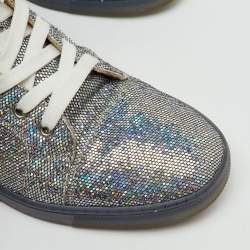 Pre Owned Christian Louboutin Silver Glitter Disco Ball Rantus Orlato High Top Sneakers Size 38.5