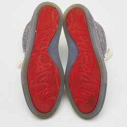 Pre Owned Christian Louboutin Silver Glitter Disco Ball Rantus Orlato High Top Sneakers Size 38.5