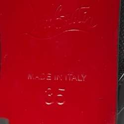 Pre Owned Christian Louboutin Black Mesh and Patent Leather Twistissima Pumps Size 35