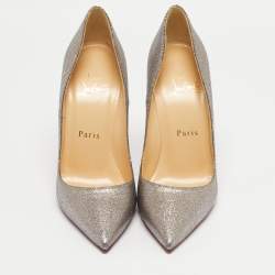 Pre Owned Christian Louboutin Silver Glitter So Kate Pumps Size 37.5
